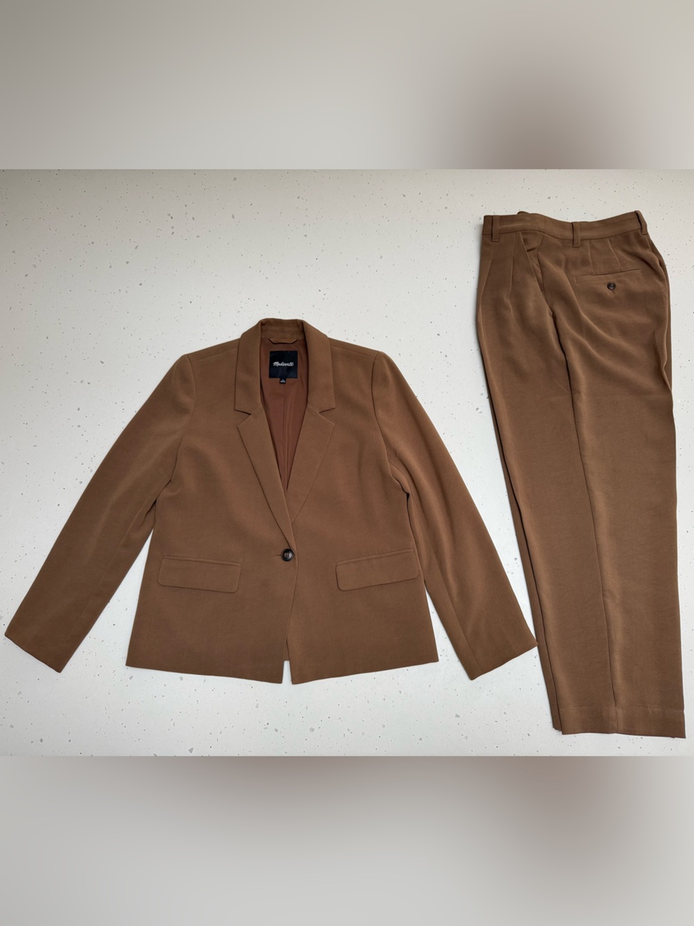 Madewell Women’s Two-Piece Suit Set Size M Brown Taupe Blazer Pants SU23